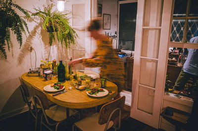 Chairs and table in cafe