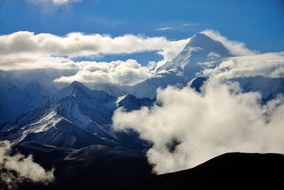 Aerial view of mountains against sky