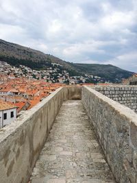 View of retaining wall against sky