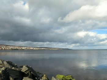 Scenic view of sea against cloudy sky