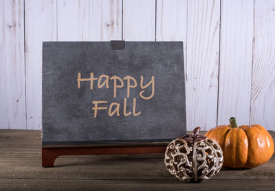 View of pumpkin on wooden floor