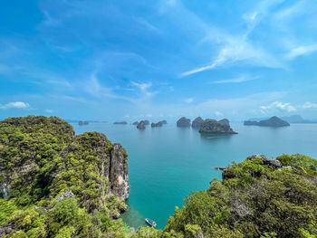 Aerial view of hong island and view point 360 degree from top of the hill. krabi, thailand.