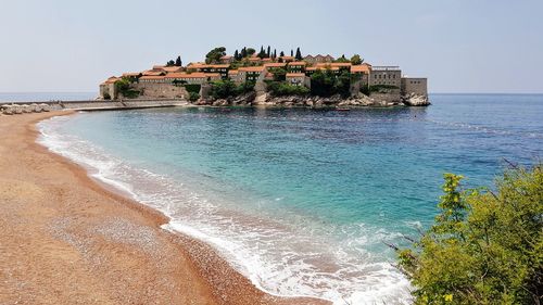 Scenic view of sea against clear sky