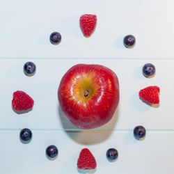 High angle view of fruits on table