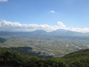 Scenic view of mountains against sky