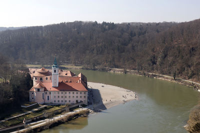 High angle view of buildings in city