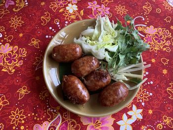 High angle view of meal served in plate