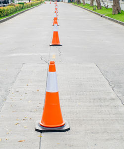 Traffic cones on road