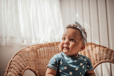 Portrait of cute girl at home