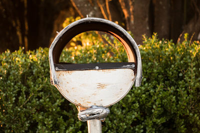 Close-up of of weathered mailbox