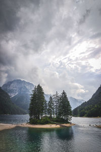 Scenic view of lake against sky