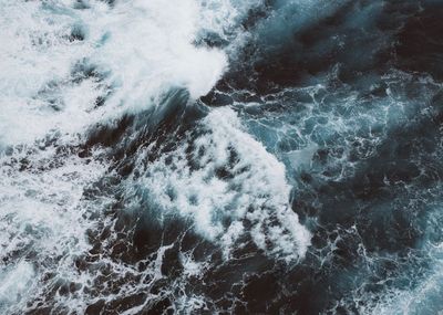 High angle view of waves in sea