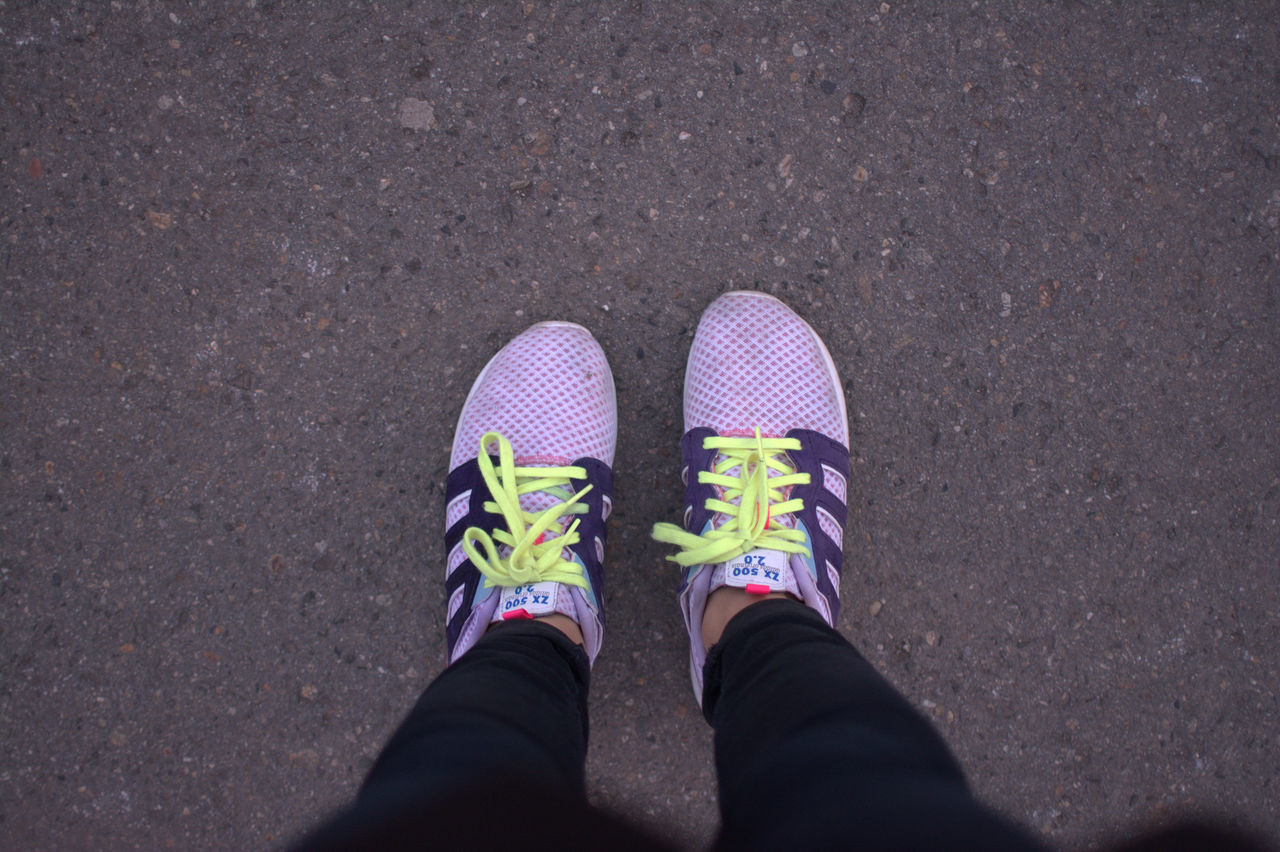 Purple yellow shoes