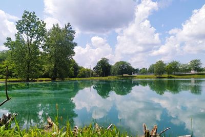 Scenic view of lake against sky