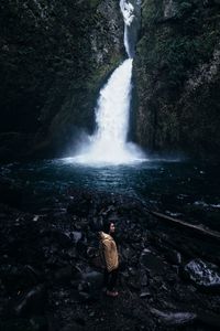 Scenic view of waterfall