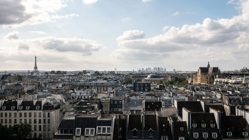 High angle view of buildings in city