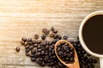 Directly above shot of coffee beans on table