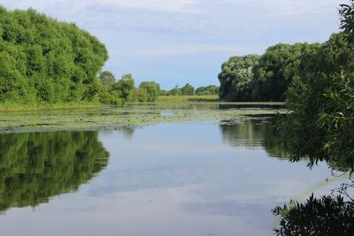 Scenic view of lake against sky