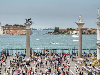 Group of people in front of sea in venice 