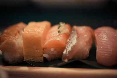 Close-up of sushi in plate