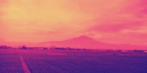 Scenic view of landscape against sky during sunset