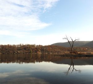 Scenic view of lake against sky