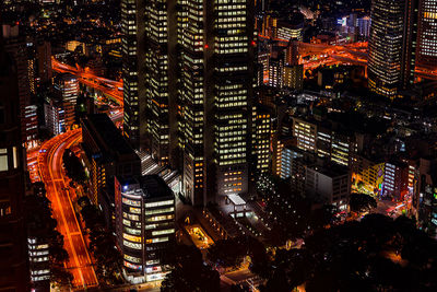 Illuminated city at night