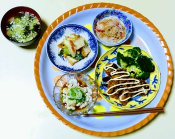 Close-up of food served in plate