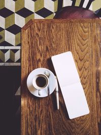 Directly above shot of coffee cup