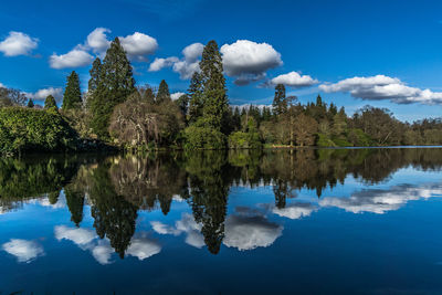 Reflection of clouds in calm lake