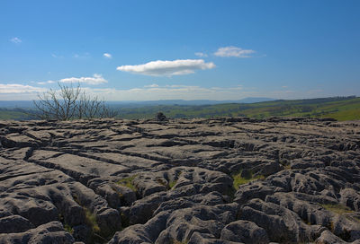 Scenic view of land against sky