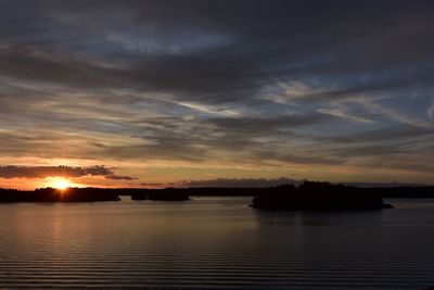 Scenic view of river against sky during sunset