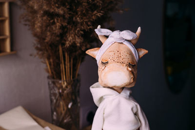 Author's original self-made doll bull and cow with a beautiful painted face