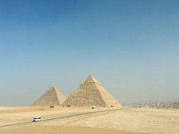 Pyramids against clear sky
