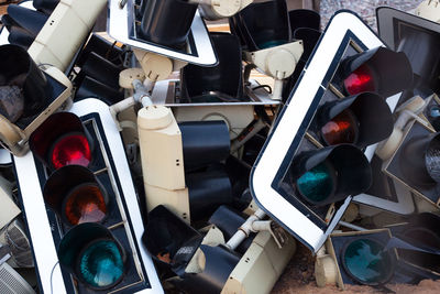 High angle view of stoplights