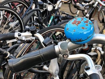 Close-up of bicycles