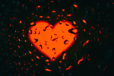 Full frame shot of wet heart shape in rain