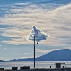 Scenic view of sea against mountains