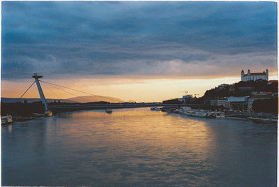 Scenic view of sea against sky at sunset