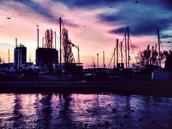 View of city at sunset