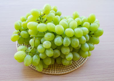 High angle view of grapes on table