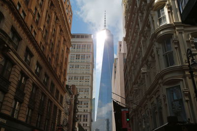 Low angle view of skyscrapers against sky