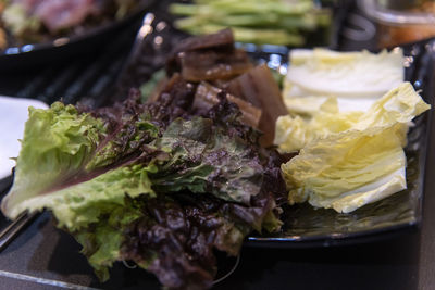 Close-up of lettuce in plate