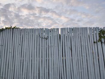 Fence on roof against sky