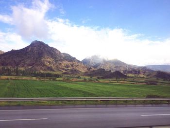 Scenic view of mountains against sky