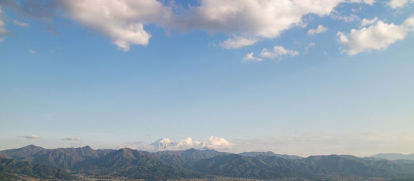 Scenic view of mountains against sky