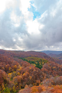 Scenic view of landscape against sky during autumn