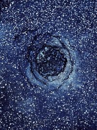 You see black hole in starry sky. but its only hole in asphalt..