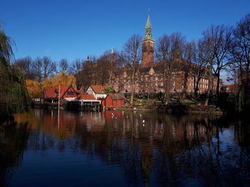 Reflection of building in lake