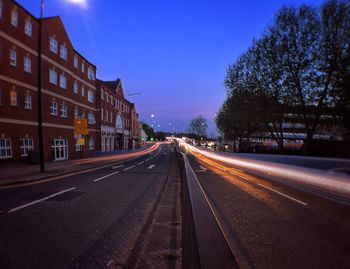 View of city street at night